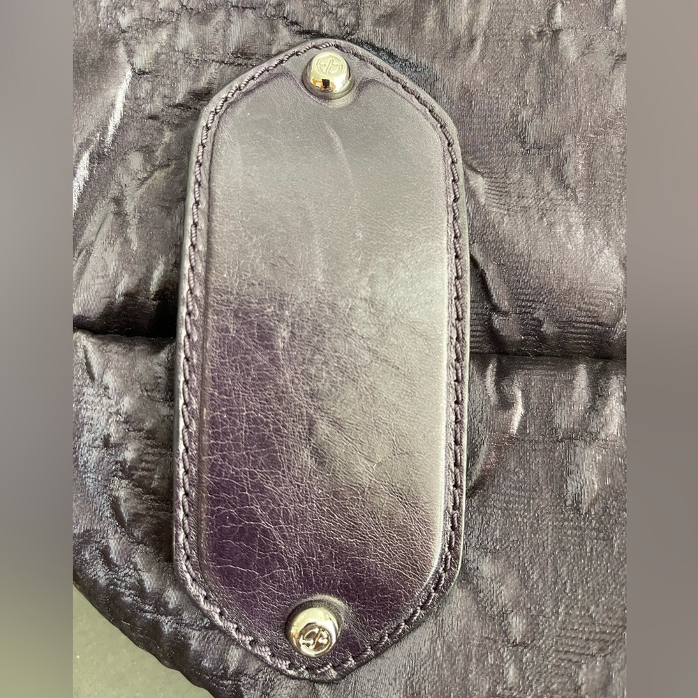 NWOT FRANCESCO BIASIA LEATHER TRIM SATCHEL. Deep Purple! Soft, Supple Materials! - Picture 9 of 13